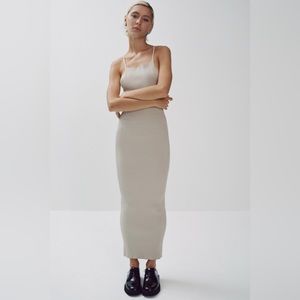 🆕ZARA RIBBED KNIT DRESS | BEIGE | Size M | 3519 131